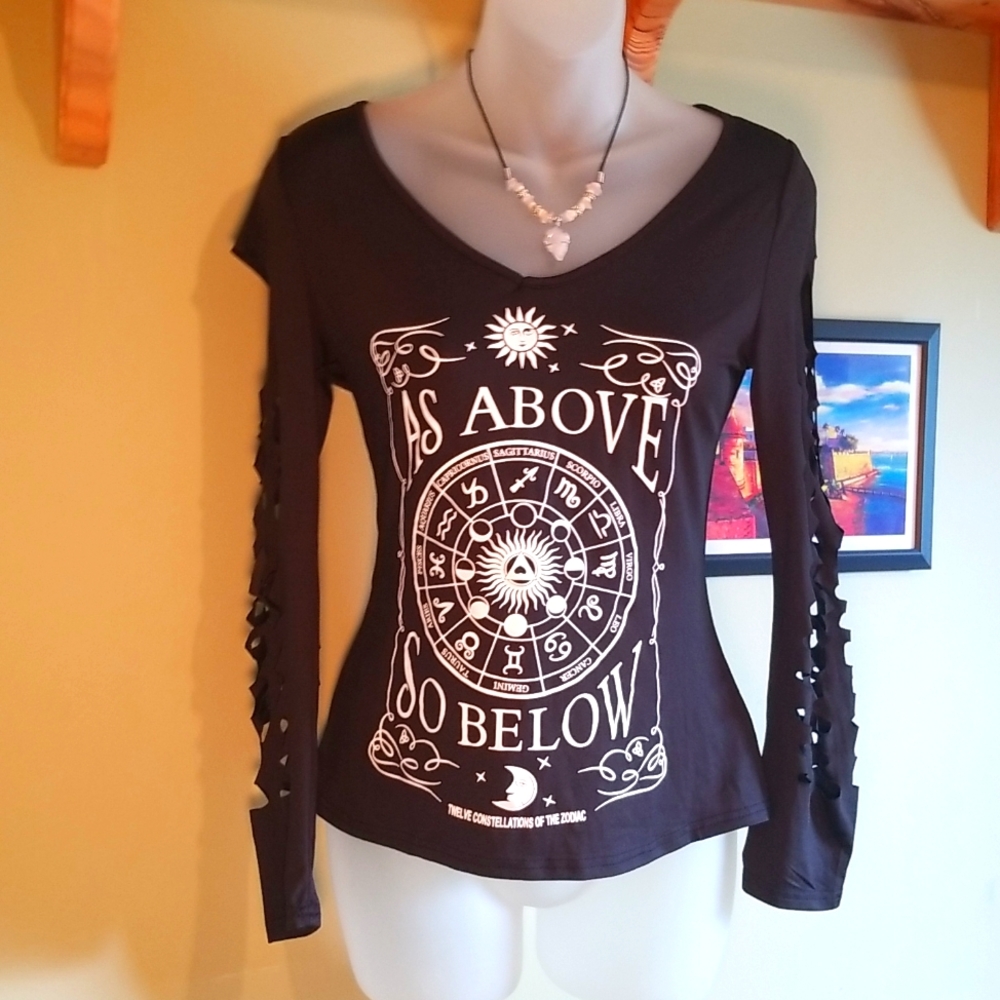 Womens Fancy Cube Long Sleeve Slit Shirt